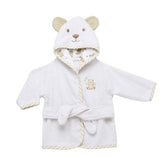 Bata con Capucha Osito Blanca 0-9m